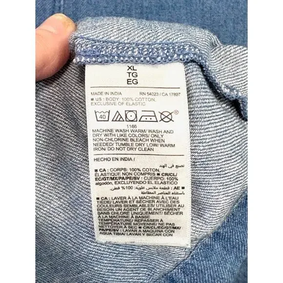 Old Navy Denim Chambray Midi Dress XL Blue Smocked Back Square Neck Cottagecore - Picture 10 of 15